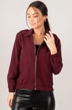 Kadın Bordo Önü Fermuarlı Gabardin Mont ARM-22K001068