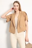 Kadın Camel Kolu Yırtmaç Detaylı Crop Kısa Kol Ceket ARM-24Y001048