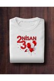 23 Nisan Çocuk Bayramı Kırmızı Balonlar  Tasarım Yetişkin Unisex Beyaz T-shirt