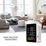 TechTic Dijital Hava Kalite Ölçüm Cihazı Sıcaklık Nem Karbondioksit Ölçer Hava Dedektörü 5in1 Termostat 