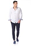 Erkek Regular Fit %100 Keten Cep Detaylı Gömlek