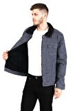 CEKMON Erkek Slim Fit İçi Yünlü Düğmeli Kısa Kot Mont