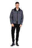 CEKMON Erkek Slim Fit İçi Yünlü Düğmeli Kısa Kot Mont