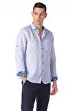 Erkek Regular Fit %100 Keten Cep Detaylı Gömlek