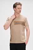 Erkek Baskı Desenli Bisiklet Yaka Pamuklu Kısa Kollu Basic T-Shirt