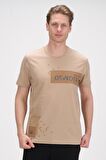 Erkek Baskı Desenli Bisiklet Yaka Pamuklu Kısa Kollu Basic T-Shirt