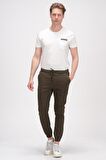 Erkek Slim Fit Paçası ve Beli Lastikli Pamuklu Jogger Pantolon