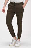 Erkek Slim Fit Paçası ve Beli Lastikli Pamuklu Jogger Pantolon
