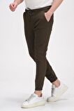 Erkek Slim Fit Paçası ve Beli Lastikli Pamuklu Jogger Pantolon