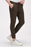 Erkek Slim Fit Paçası ve Beli Lastikli Pamuklu Jogger Pantolon