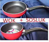 2 Lİ Teflon Sos Tavası 14 CM +12 CM Teflon WOK Tavası yapışmaz teflon ev öğrenci 