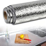 BUFFER  Rulo Gümüş Alüminyum Folyo Duvar Kağıdı, Kendinden Yapışkanlı Raf İçi, Su Geçirmez Folyo  2 mt x 60 cm