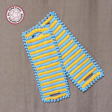 Uretti - Emine 9106 - 3061 El Örgüsü Çift Renkli 2’li Banyo Lifleri -  Sarı / Mavi