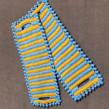 Uretti - Emine 9106 - 3061 El Örgüsü Çift Renkli 2’li Banyo Lifleri -  Sarı / Mavi