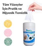 QUICKCARE Dezenfektanlı Yüzey Temizlik Havlusu 72 Yaprak, Kova Mendil Beyaz Sabun Kokulu