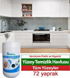 QUICKCARE Dezenfektanlı Yüzey Temizlik Havlusu 72 Yaprak, Kova Mendil Beyaz Sabun Kokulu