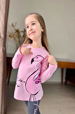 Flamingo Desenli Pembe Renk Kız Çocuk Taytlı Takım