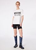 Yuvarlak Yaka Baskılı Beyaz Kadın T-Shirt 241K1J0712