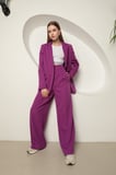 Atlas Kumaş Kadın Oversize Ceket-Mor