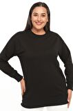 Kadın Büyük Beden Basic Siyah Sweatshirt
