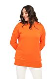 Kadın Büyük Beden Basic Turuncu Sweatshirt