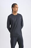 DeFactoFit Standart Fit Bisiklet Yaka Sporcu Uzun Kollu Basic Düz Tişört D1894AX24AUAR231