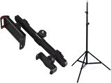 Microcase 2in1 Çift Başlıklı Ayarlanabilir 1 Telefon 1 Tablet Tutucu + 2.1 MT Tripod - SİYAH  AL5063