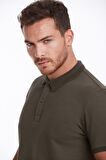 Haki Regular Fit Pamuklu Desenli Polo Yaka Tişört | S