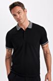 Slim Fit Kıvrılmaz Polo Yaka Kol Bantlı Pamuklu Tişört