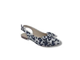 Zerhan 200 Kadın Beyaz Fiyonklu Leopar Desenli Arkası Açık Babet  Ayakkabı