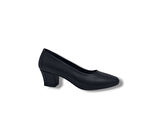 Zerhan 7300 Kadın Siyah Alçak Kalın Topuklu Ayakkabı