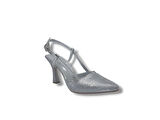 Zerhan 4001 Kadın Gri Burnu Kapalı Arkası Açık Pırıltılı Stiletto Ayakkabı
