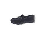 Zerhan 700 Kadın Siyah Loafer Komfort Termo Taban Büyük Numara Ayakkabı 41 42