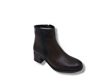 Zerhan 1100 Kadın Koyu Kahve Fermuarlı Alçak Topuklu Bot