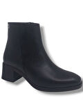 Zerhan 1101 Kadın Siyah Fermuarlı Kalın Topuklu Klasik Bot