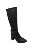 Zerhan 701 Kadın Siyah Uzun Fermuarlı Kalın Topuklu Çizme