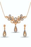 Zirkon Taşlı Rose 925 Ayar Gümüş Set