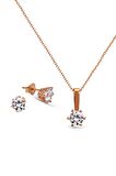 925 Ayar Gümüş Rose Tek Taş Set - S014702