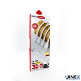 Winex CA107 Gfz 3in1 Micro, Lightning, Type-C Çıkışlı Data ve Şarj Kablosu 3.4A Beyaz