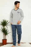 Dreamy Ekoseli Kısa Kollu V Yaka Cepli Erkek Pijama Takımı