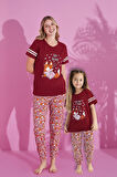 Anne Kız Kombin Desenli Viskon Kısa Kollu Pijama Takımı (ANNE KIZ AYRI SATILIR)