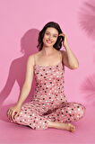Dreamy 3 Parça Desenli İp Askılı Şortlu Pantolonlu Pegasus Pijama Takımı FHD2130RND2139