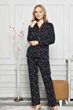 Dreamy Yıldız Desenli Biyeli Gömlek Pijama Takımı