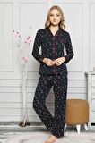 Dreamy Yıldız Desenli Biyeli Gömlek Pijama Takımı