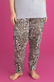 X-Dreamy Büyük Beden Pamuklu Leopar Desenli Kısa Kollu Pijama Takımı