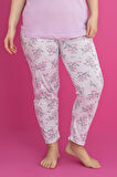 X-Dreamy Büyük Beden Pamuklu Çiçekli Kısa Kollu Pijama Takımı