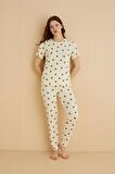 Dreamy İpeksi Kaşkorse Çilek Desenli Kısa Kollu Pijama Takımı