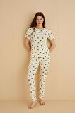 Dreamy İpeksi Kaşkorse Çilek Desenli Kısa Kollu Pijama Takımı