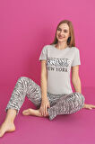 Dreamy Pamuklu Desenli Kısa Kollu Pijama Takımı