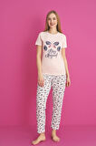 Dreamy Pamuklu Kelebek Desenli Kısa Kollu Pijama Takımı